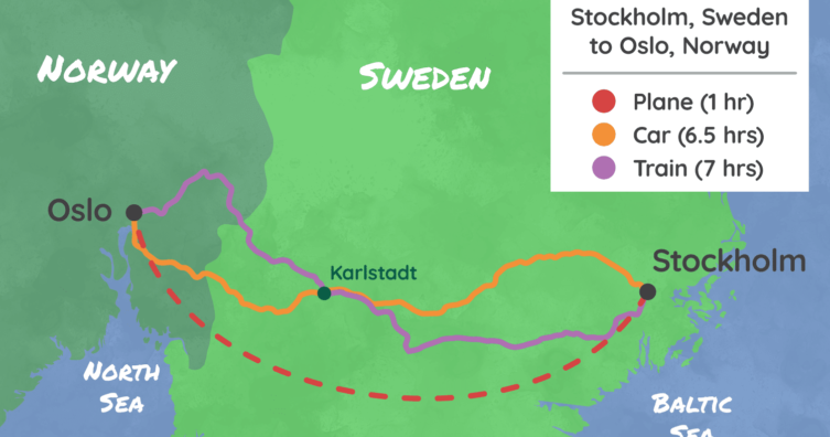 Cómo llegar desde Estocolmo, Suecia a Oslo, Noruega